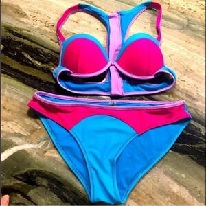 Tinibikini Colorblock Blue/Pink Bikini Sz Small